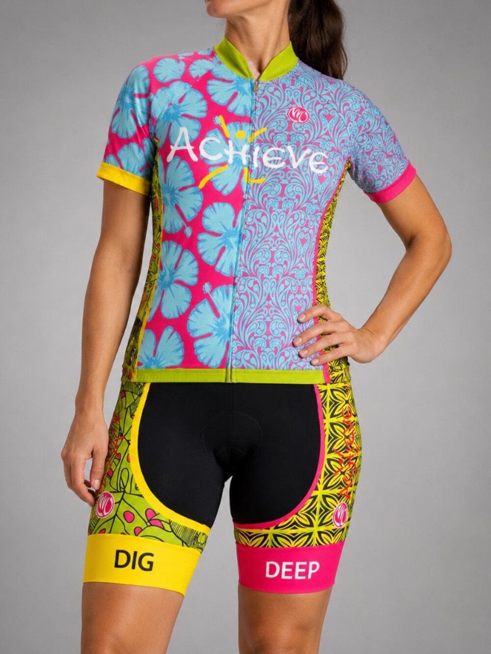 Nimblewear Achieve Women's Cycling Kit Size L Jersey Padded Shorts Multicolor